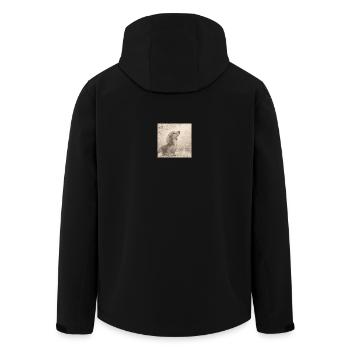 Motif rétro du crayon en fleurs de cerisier teckel - Veste softshell homme en polyester recyclé Stanley/Stella - noir - Dos - AI Model Male 185 light (185cm)