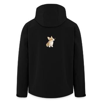 Corgi Dog Motif with Ladybug Gift - Men’s Recycled Softshell Jacket by Stanley/Stella - black - Back - AI Model Male 185 light (185cm)