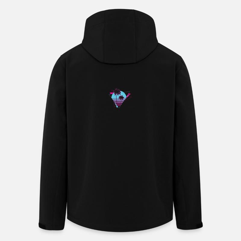 Scène rétro des palmiers néon - Veste softshell homme en polyester recyclé Stanley/Stella - noir