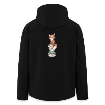 Fox on stack of books - Men’s Recycled Softshell Jacket by Stanley/Stella - black - Back - AI Model Male 185 light (185cm)