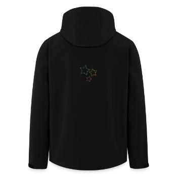 ANNIVERSARY. HAPPY BIRTHDAY. HAPPY BIRTHDAY. - Men’s Recycled Softshell Jacket by Stanley/Stella - black - Back - AI Model Male 185 light (185cm)