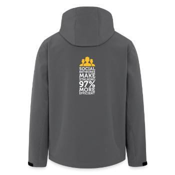 Social Networks machen Stalking einfacher! - Recycelte Männer Softshell-Jacke von Stanley/Stella - Schwarz - Hinten - AI Model Male 185 light (185cm)