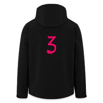 3 YEARS. 3rd ANNIVERSARY. BIRTHDAY 3 YEARS. THREE - Men’s Recycled Softshell Jacket by Stanley/Stella - black - Back - AI Model Male 185 light (185cm)
