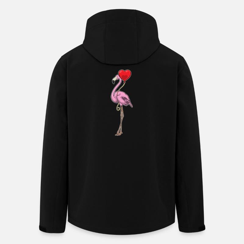 Flamingo Herz Luftballon - Recycelte Männer Softshell-Jacke von Stanley/Stella - Schwarz