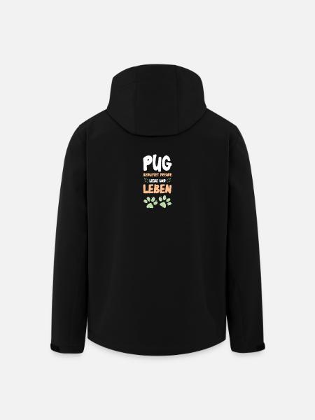 Pug Joie de vivre design - Men’s Recycled Softshell Jacket by Stanley/Stella - black