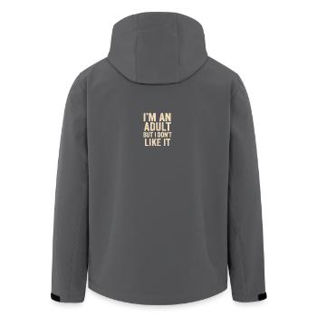 Reluctant Adult Humor - Men’s Recycled Softshell Jacket by Stanley/Stella - anthracite - Back - AI Model Male 185 light (185cm)
