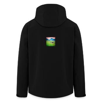 Alpine valley at dusk - Men’s Recycled Softshell Jacket by Stanley/Stella - black - Back - AI Model Male 185 light (185cm)