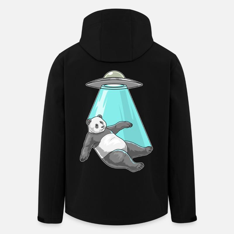 Panda Raumschiff - Recycelte Männer Softshell-Jacke von Stanley/Stella - Schwarz