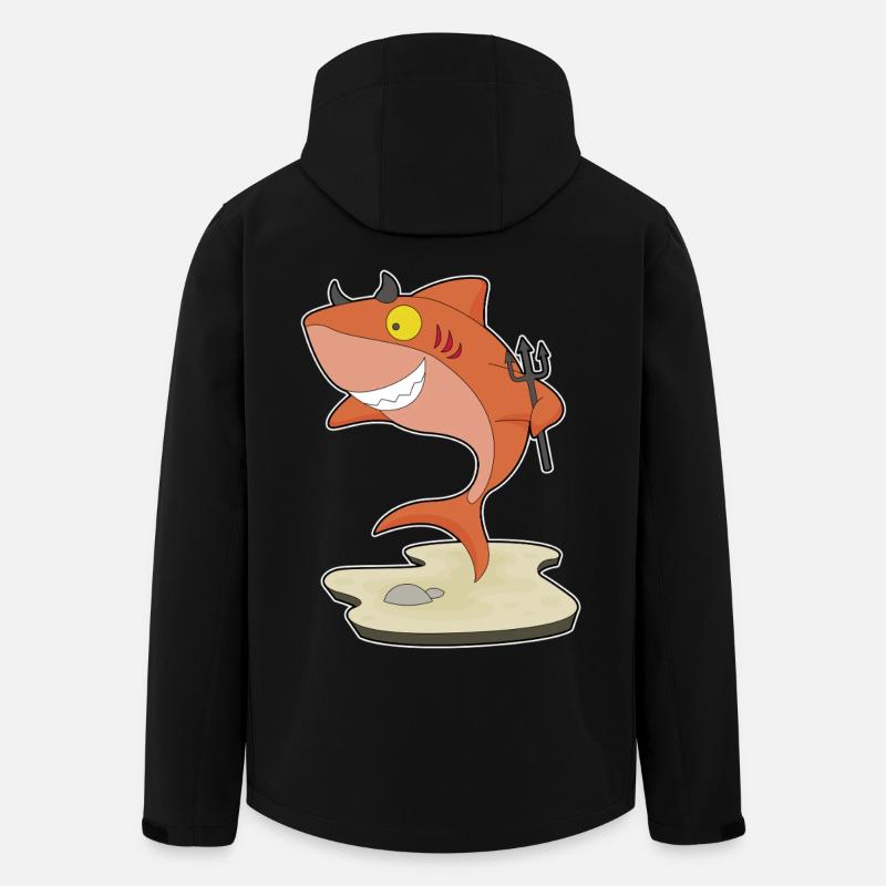 Requin Diable d’Halloween - Veste softshell homme en polyester recyclé Stanley/Stella - noir