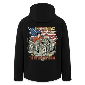 L’économie est un piège - Veste softshell homme en polyester recyclé Stanley/Stella - noir - Dos - AI Model Male 185 light (185cm)