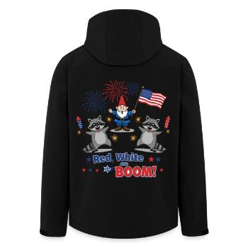 Raccoon 4th of July Fireworks Party - Men’s Recycled Softshell Jacket by Stanley/Stella - black - Back - AI Model Male 185 light (185cm)
