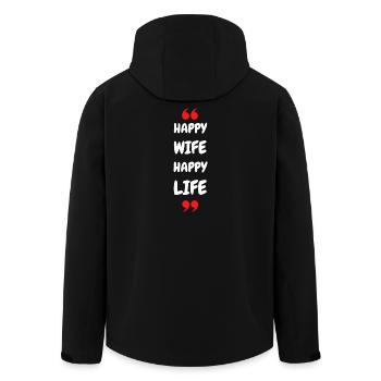 Happy Wife Happy Life - Men’s Recycled Softshell Jacket by Stanley/Stella - black - Back - AI Model Male 185 light (185cm)
