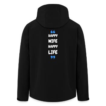 Happy Wife Happy Life - Men’s Recycled Softshell Jacket by Stanley/Stella - black - Back - AI Model Male 185 light (185cm)
