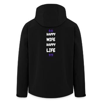 Happy Wife Happy Life - Men’s Recycled Softshell Jacket by Stanley/Stella - black - Back - AI Model Male 185 light (185cm)