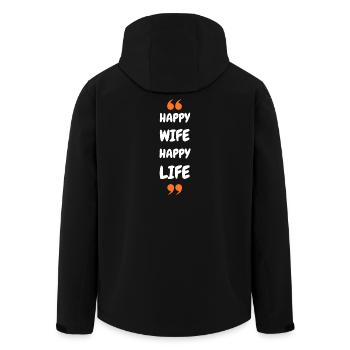 Happy Wife Happy Life - Men’s Recycled Softshell Jacket by Stanley/Stella - black - Back - AI Model Male 185 light (185cm)