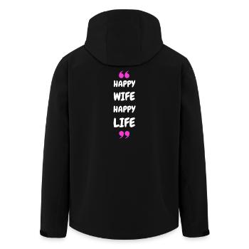 Happy Wife Happy Life - Men’s Recycled Softshell Jacket by Stanley/Stella - black - Back - AI Model Male 185 light (185cm)
