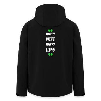 Happy Wife Happy Life - Men’s Recycled Softshell Jacket by Stanley/Stella - black - Back - AI Model Male 185 light (185cm)