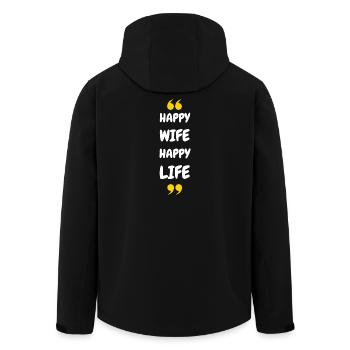 Happy Wife Happy Life - Men’s Recycled Softshell Jacket by Stanley/Stella - black - Back - AI Model Male 185 light (185cm)