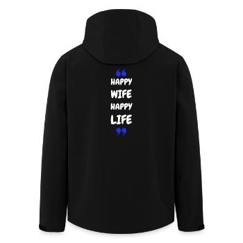 Happy Wife Happy Life - Men’s Recycled Softshell Jacket by Stanley/Stella - black - Back - AI Model Male 185 light (185cm)