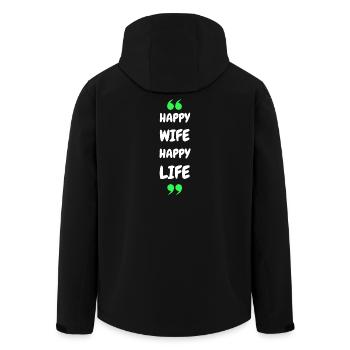 Happy Wife Happy Life - Men’s Recycled Softshell Jacket by Stanley/Stella - black - Back - AI Model Male 185 light (185cm)