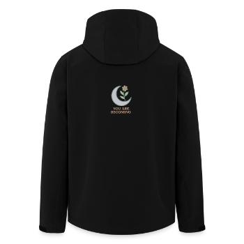 Mondblüte: Du wirst wachsen - Recycelte Männer Softshell-Jacke von Stanley/Stella - Schwarz - Hinten - AI Model Male 185 light (185cm)