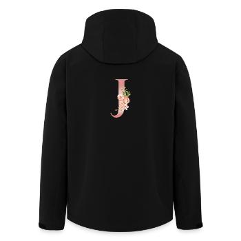 Monogramme J florale aquarelle - Veste softshell homme en polyester recyclé Stanley/Stella - noir - Dos - AI Model Male 185 light (185cm)