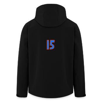 15. 15 YEARS. 15th BIRTHDAY. 15 YEARS BIRTHDAY. - Men’s Recycled Softshell Jacket by Stanley/Stella - black - Back - AI Model Male 185 light (185cm)