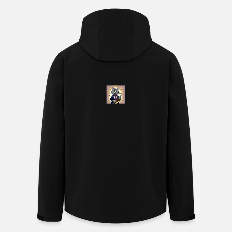 Katzensaxophonist im Frack - Recycelte Männer Softshell-Jacke von Stanley/Stella - Schwarz