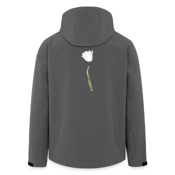 Eleganter Blumenmotiv in Weiß - Recycelte Männer Softshell-Jacke von Stanley/Stella - Schwarz - Hinten - AI Model Male 185 light (185cm)
