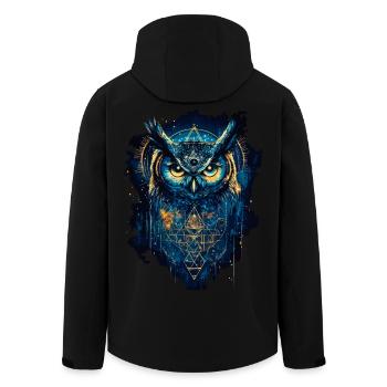 Owl Bird Guardian Night Nature Mystical Colorful Art - Men’s Recycled Softshell Jacket by Stanley/Stella - black - Back - AI Model Male 185 light (185cm)