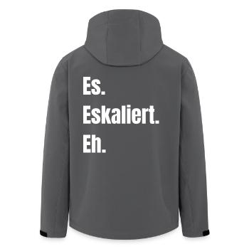 Es. Eskaliert. Eh. - Recycelte Männer Softshell-Jacke von Stanley/Stella - Schwarz - Hinten - AI Model Male 185 light (185cm)
