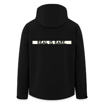 rare is real Statement Typo Saying Minimalist - Men’s Recycled Softshell Jacket by Stanley/Stella - black - Back - AI Model Male 185 light (185cm)