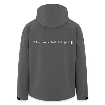 Die beste Zeit ist jetzt - Recycelte Männer Softshell-Jacke von Stanley/Stella - Schwarz - Hinten - AI Model Male 185 light (185cm)