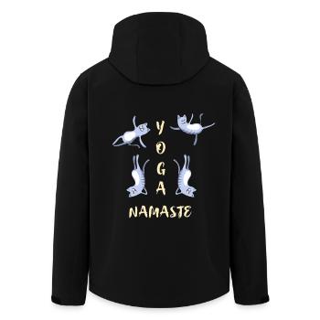 chat yoga méditation mignon namaste lotus LOL h - Veste softshell homme en polyester recyclé Stanley/Stella - noir - Dos - AI Model Male 185 light (185cm)