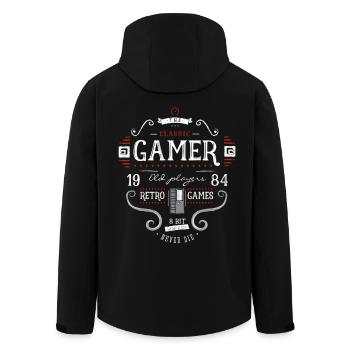 retro game nerd it geek play 1984 8bit console lol - Recycelte Männer Softshell-Jacke von Stanley/Stella - Schwarz - Hinten - AI Model Male 185 light (185cm)