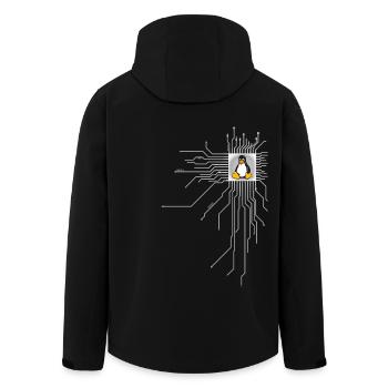board Penguin Core Heart Computer pc Nerd program - Men’s Recycled Softshell Jacket by Stanley/Stella - black - Back - AI Model Male 185 light (185cm)