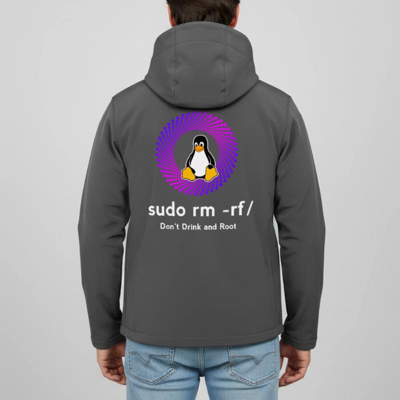 Ordinateur Sys admin Penguin Nerd pc sudo rm -rf cod Veste softshell homme en polyester recyclé Stanley/Stella