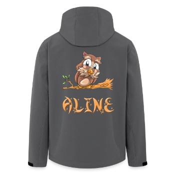 Eule Aline - Recycelte Männer Softshell-Jacke von Stanley/Stella - Schwarz - Hinten - AI Model Male 185 light (185cm)