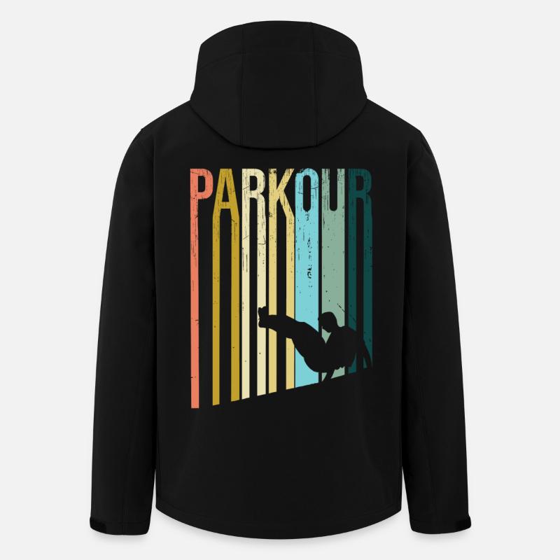 Parkour Retro - Recycelte Männer Softshell-Jacke von Stanley/Stella - Schwarz