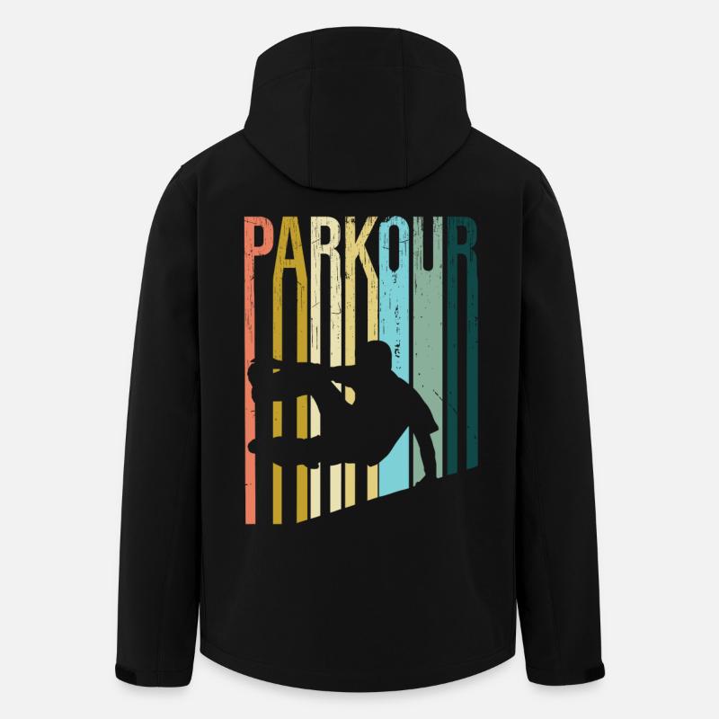 Parkour Retro - Recycelte Männer Softshell-Jacke von Stanley/Stella - Schwarz