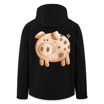 Petit cochon rose - cochon - porcelet - Veste softshell homme en polyester recyclé Stanley/Stella - noir - Dos - AI Model Male 185 light (185cm)