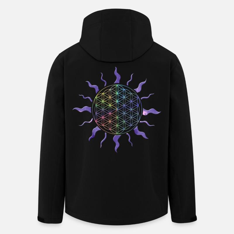 Blume des Lebens Sonne Mandala Regenbogen - Recycelte Männer Softshell-Jacke von Stanley/Stella - Schwarz