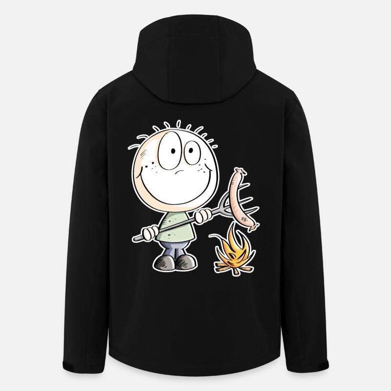 Lustiges Wurst Grillen Strichmännchen - Recycelte Männer Softshell-Jacke von Stanley/Stella - Schwarz