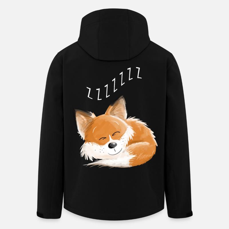 Fox sover - drøm - drømme - ræve - Stanley/Stella herre softshelljakke i genanvendt polyester Discoverer - sort