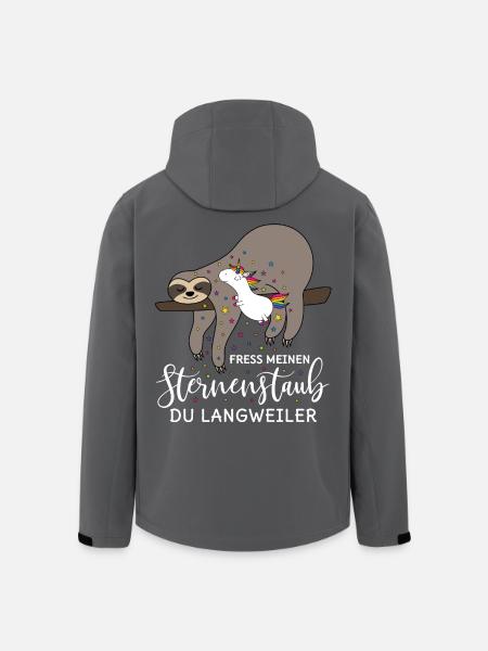 Sloth unicorn siger at spise min stardust - Stanley/Stella herre softshelljakke i genanvendt polyester - sort