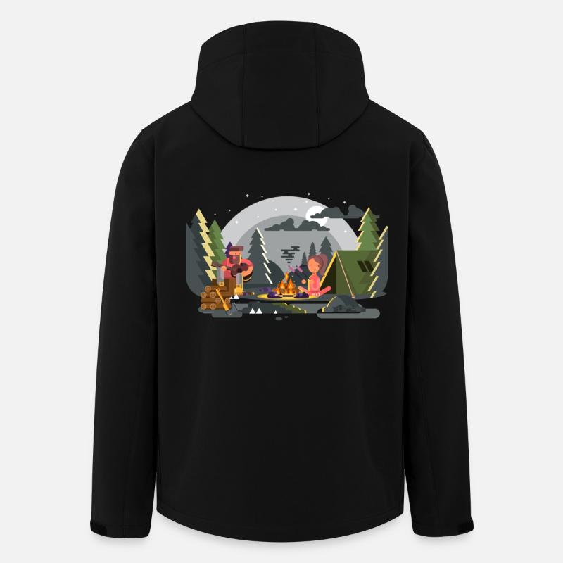 Lagerfeuer Waldcamping Duo - Recycelte Männer Softshell-Jacke von Stanley/Stella - Schwarz