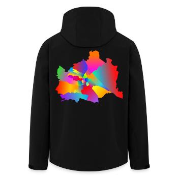 buntes Wien, tolerantes Wien, Wiener Bezirke - Recycelte Männer Softshell-Jacke von Stanley/Stella - Schwarz - Hinten - AI Model Male 185 light (185cm)
