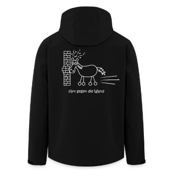 lustiges Pferd, färt, fährt gegen die Wand, Pferd - Recycelte Männer Softshell-Jacke von Stanley/Stella - Schwarz - Hinten - AI Model Male 185 light (185cm)