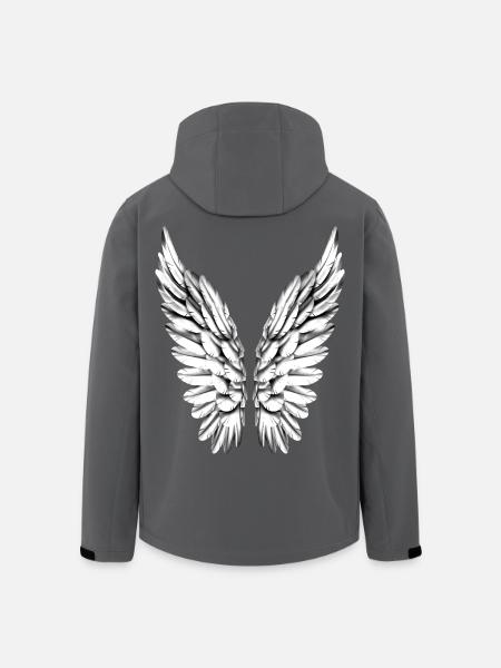 Angel Wing Silver White Angel Wings Angel Wings - Men’s Recycled Softshell Jacket by Stanley/Stella - black