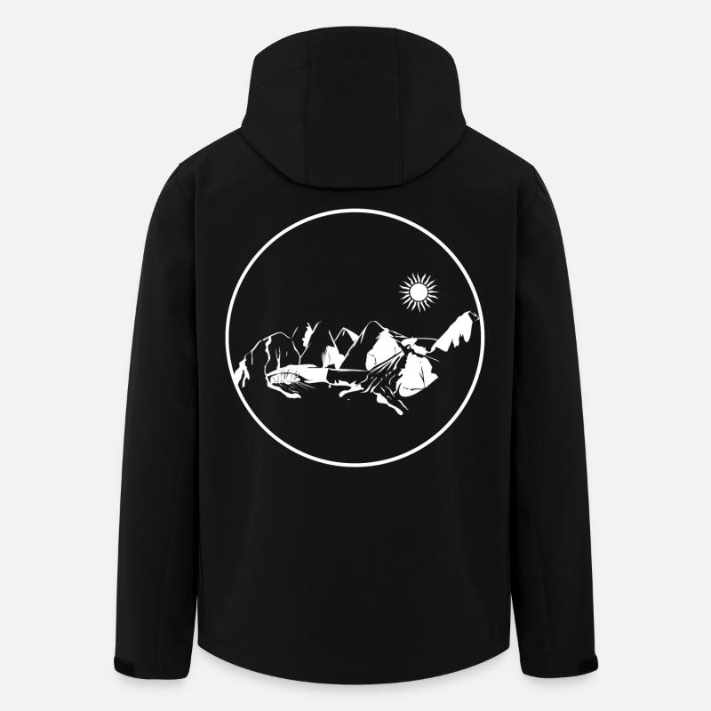 Circle Stamp Mountain Landscape Moonlight - Men’s Recycled Softshell Jacket by Stanley/Stella - black